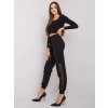 Fekete melegítőnadrág Susan áttetsző részlettel