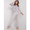 Világosszürke női velúr fodros pizsama