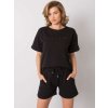 Fekete női rövidnadrág és póló szett