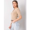 Bézs bordázott női póló