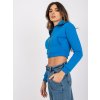 Kék női cipzáras crop pulóver