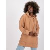 Karamell színű steppelt pulóver Atlanta kapucnival és kenguruzsebbel
