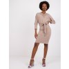Bézs mini ruha Toronto csipkés kivágással (Méret S)