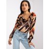 Emma barna-bézs mintás blúz lánccal