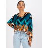 Kék-narancssárga velúr blúz Lea