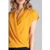 Mustársárga wrap kivágású blúz