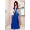 Hosszú kék ruha mély nyakkivágással LUNA