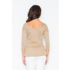 Bézs peplum blúz hosszú ujjakkal