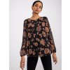 Fekete-barna virágos rakott blúz Liana