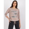 Bézs színű póló toll mintával Anisa