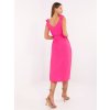 Neon rózsaszín nyári midi ruha kötéssel