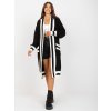Fekete hosszú, csíkokkal bélelt kardigán