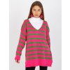 Rózsaszín és zöld csíkos laza pulóver