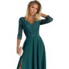 Elegáns zöld csipkés hosszú ruha kivágással ELISA