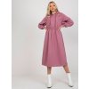Rózsaszín hosszabb pulóver ruha kapucnival