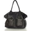 Fekete bőr tágas shopper kézitáska MARCO MAZZINI (Méret ONE SIZE)