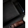 Rovicky fekete bőr pénztárca cipzáras zsebbel L091