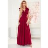 Hosszú bordó ruha kivágással ELENA