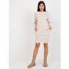 Bézs-fehér csíkos ruha zsebekkel (Méret S)