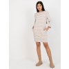 Bézs-fehér csíkos ruha zsebekkel (Méret S)