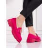 Női velúr félcipő Shelovet - sötét rózsaszín