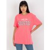 Rózsaszín bő póló felirattal