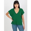 Sötétzöld egyszínű V-nyakú póló