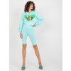 Menta színű női sportos szett, rövidnadrág és pulóver