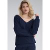 Sötétkék hátul megkötős pulóver