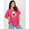 Fukszia bordázott póló mackóval