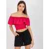 Fukszia fodros crop top