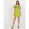 Lime mini ruha applikációval a vállak körül