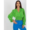 Világoszöld crop top blúz elasztikus redőzéssel