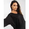 Fekete egyszínű 3/4 ujjú blúz