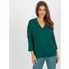 Sötétzöld egyszínű 3/4 ujjú blúz (Méret ONE SIZE)