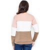 Háromszínű strukturált pulóver M426 Beige