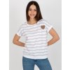 Fehér-barna csíkos póló szívvel