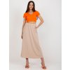 Bézs színű női midi szoknya