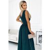 Sötétzöld hosszú ruha csillámokkal és hasítékkal LOUISE