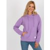 Világoslila pulóver kapucnival és kenguru zsebbel