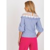Kék-fehér csíkos blúz csipkével