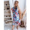 Kék-piros midi ruha virágmintával MADAM