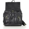 MARCO MAZZINI fekete bőr hátizsák zsebekkel