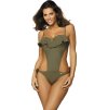 Khaki csomózott fodros monokini Carmen Hazel