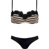 Fekete-bézs bikini csíkos melltartóval