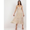 Bézs színű csipke midi ruha, fodorral