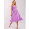 Világos lila midi ruha nyakkivágással