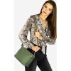 MARCO MAZZINI Zöld kétrekeszes bőr crossbody táska