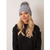 Női szürke sapka pompommal