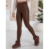 Sötétbarna műbőr leggings magas derékkal VALENTIS